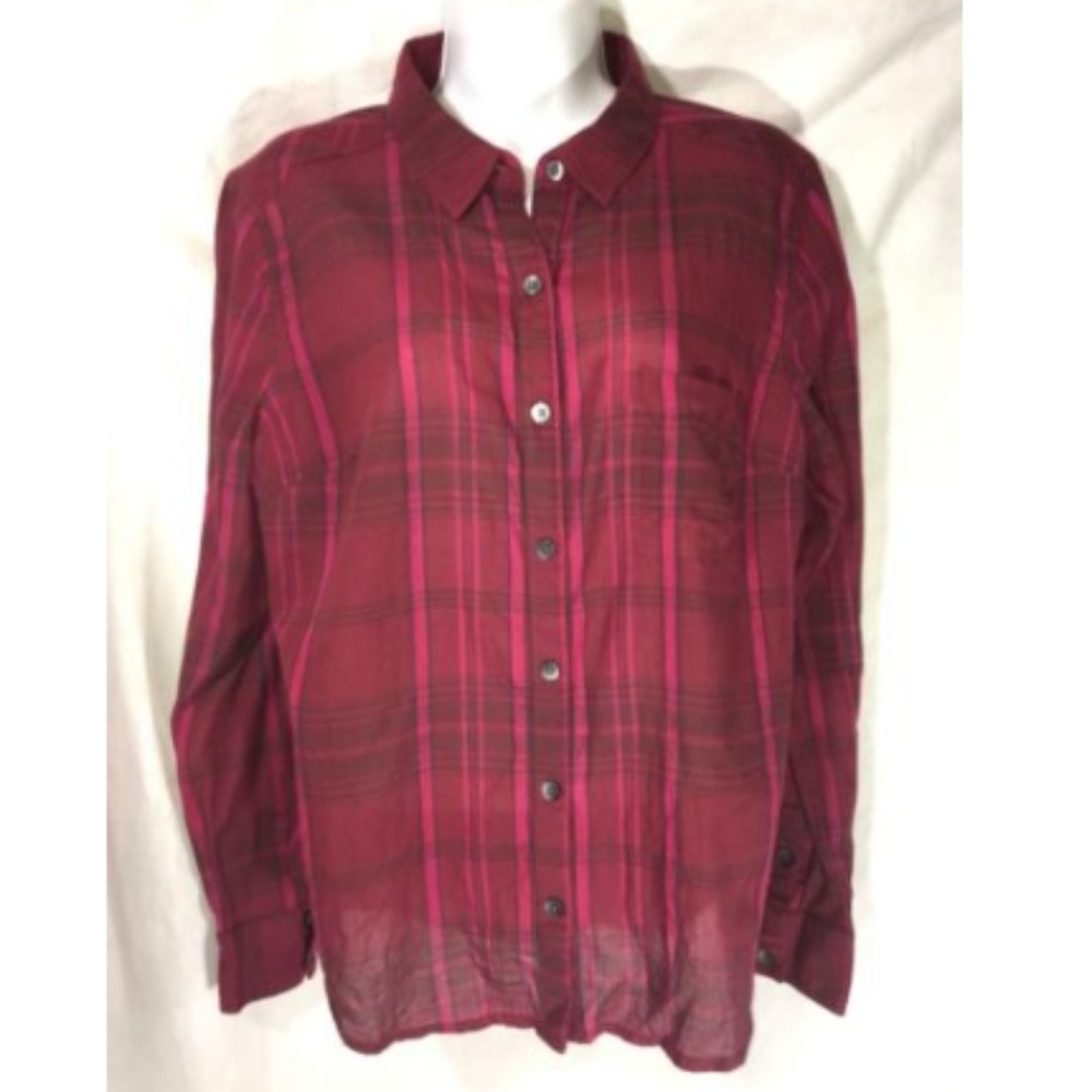 Halogen Button Down Blouse Size M Petite Plaid